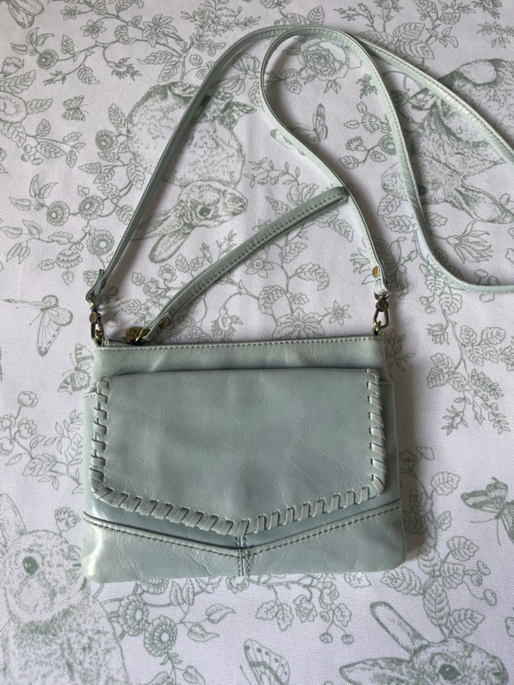 Light Blue Hobo Stroll Crossbody Bag with Woven Accent